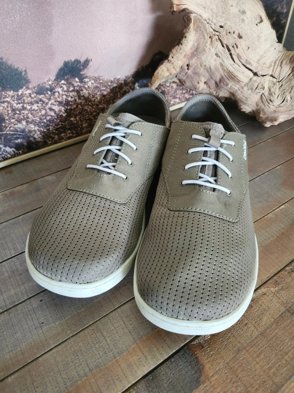 OLUKAI Nohea Moku No Tie Slip On Boat Land/Water Shoes Clay/Tapa 9.5